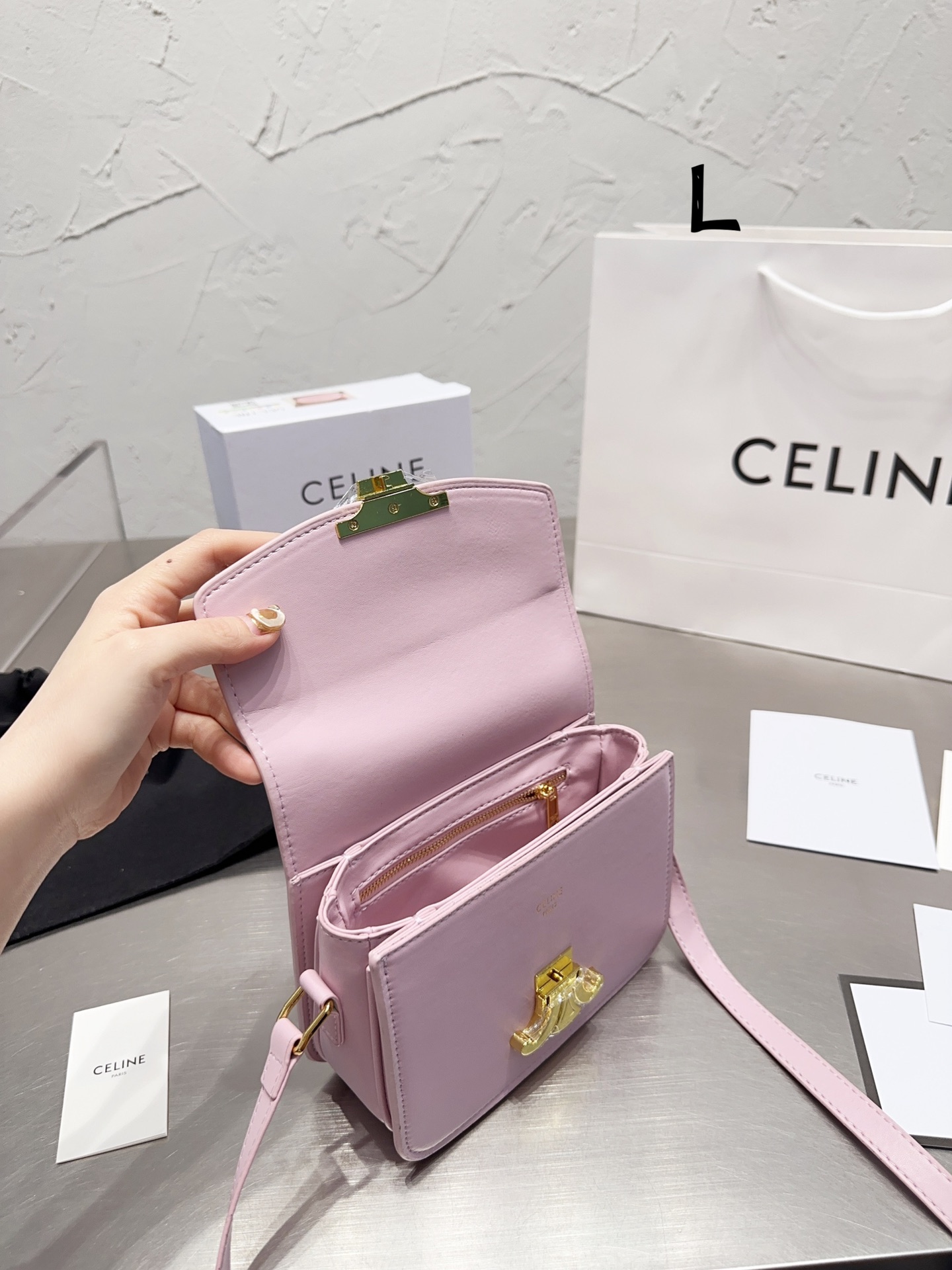 Celine Pink Box Triomphe bag 131471