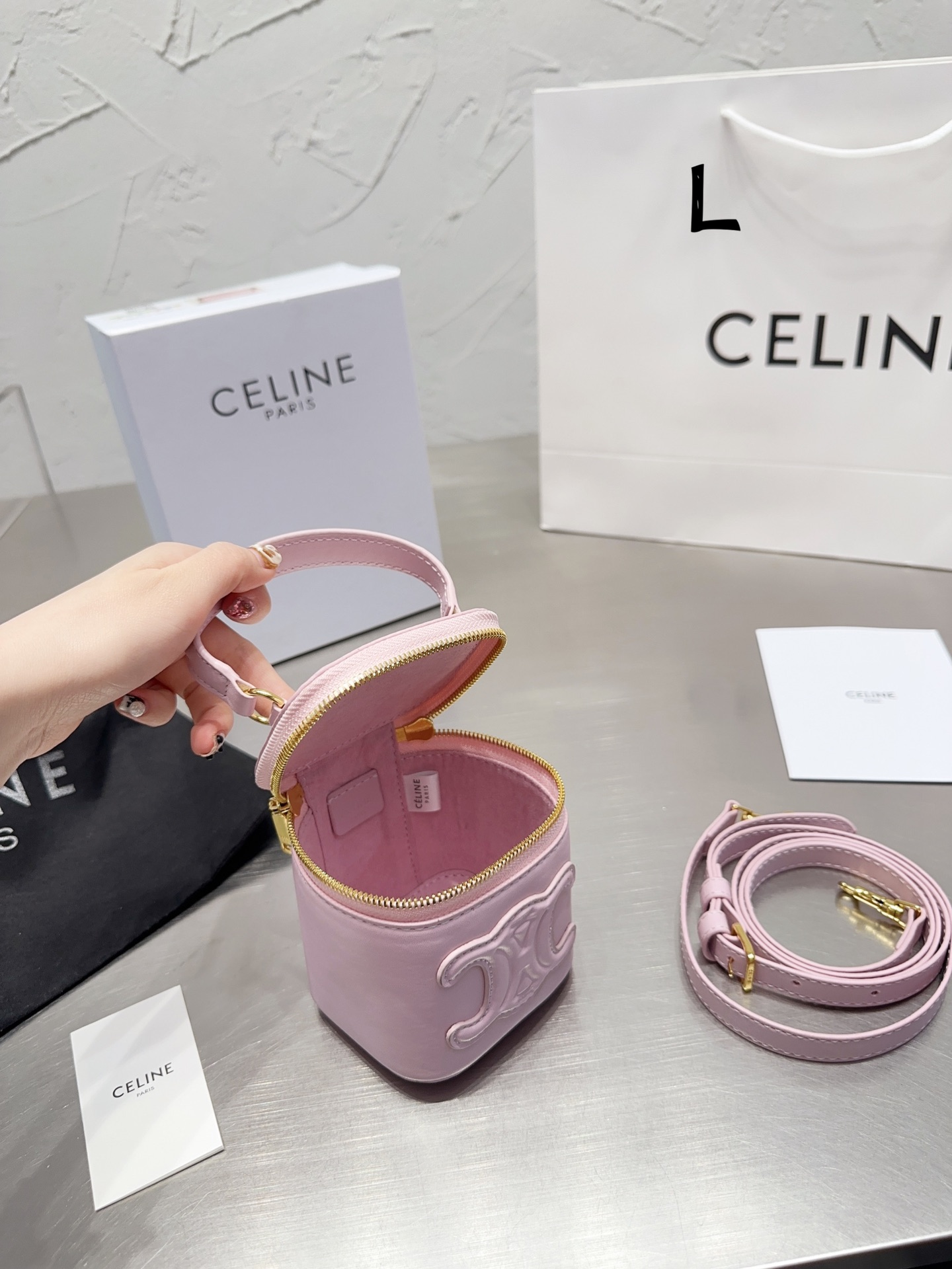 Celinepink mini box hand bag 131473