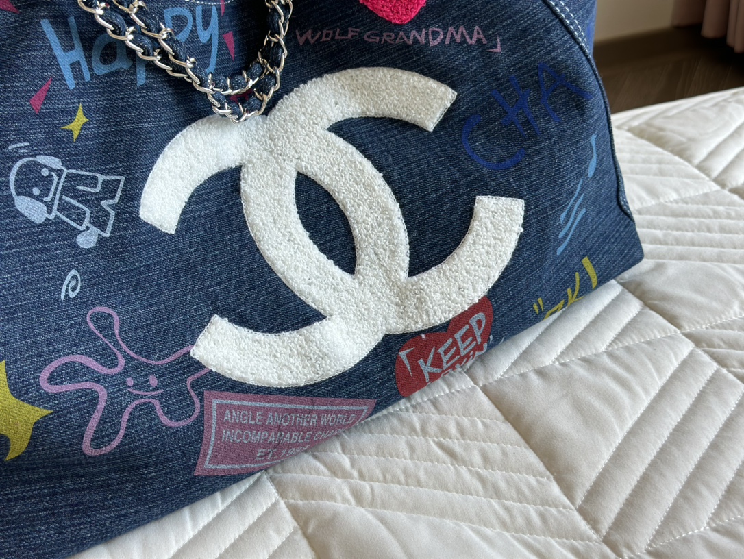 Chanel vintage Denim color tote bag