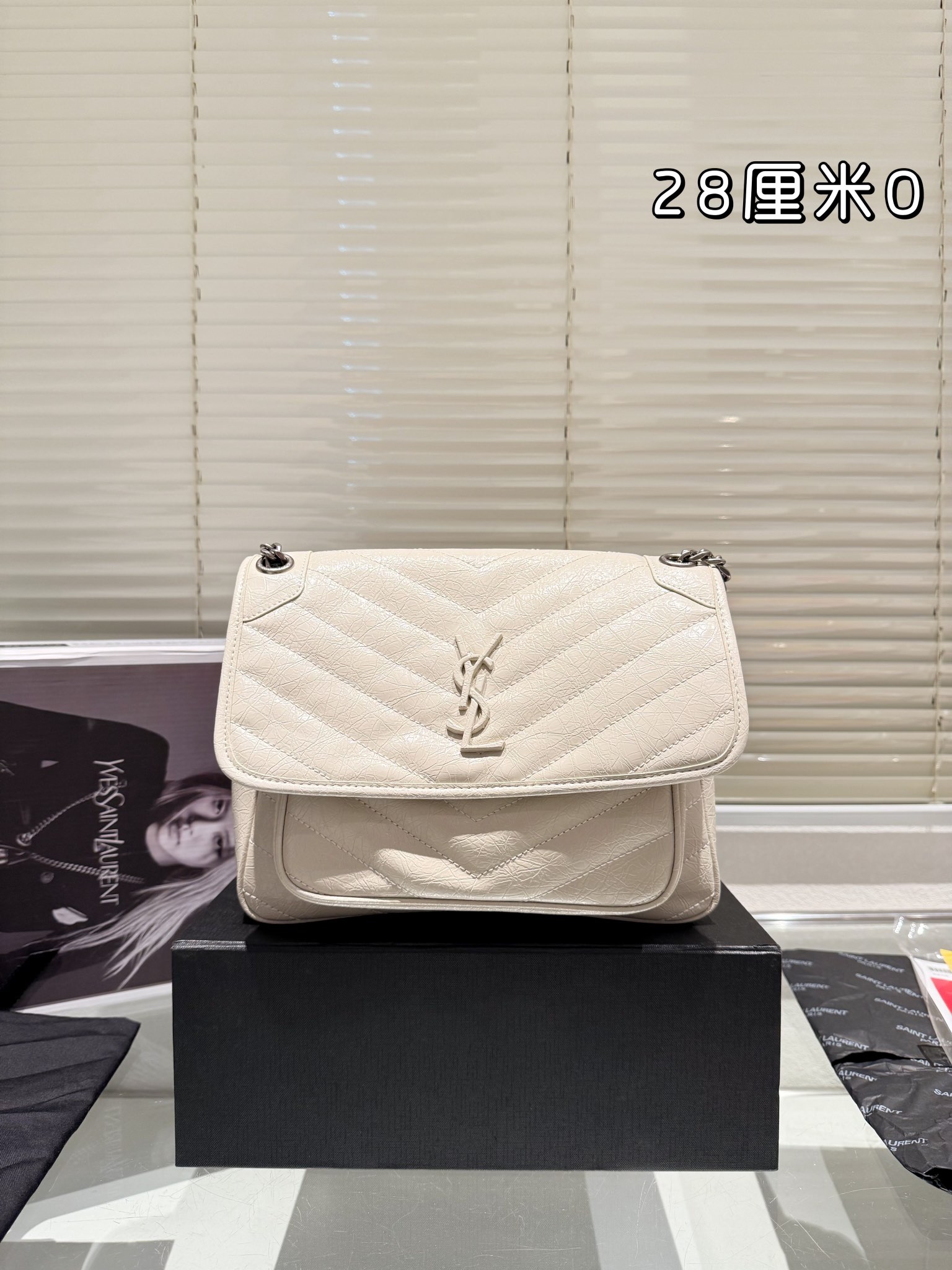 YSL NIKI Cowskin leather bag(28cm)