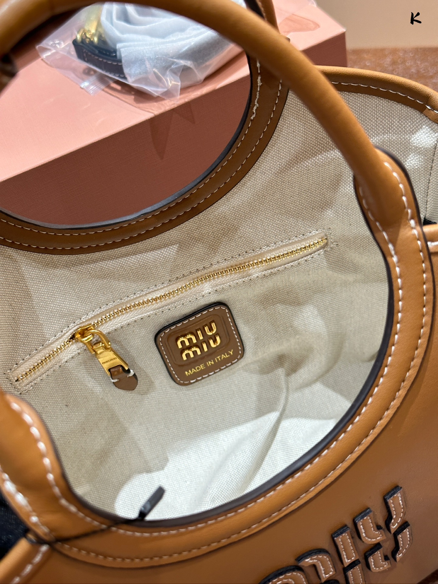 MIUMIU Leather tote hand bag