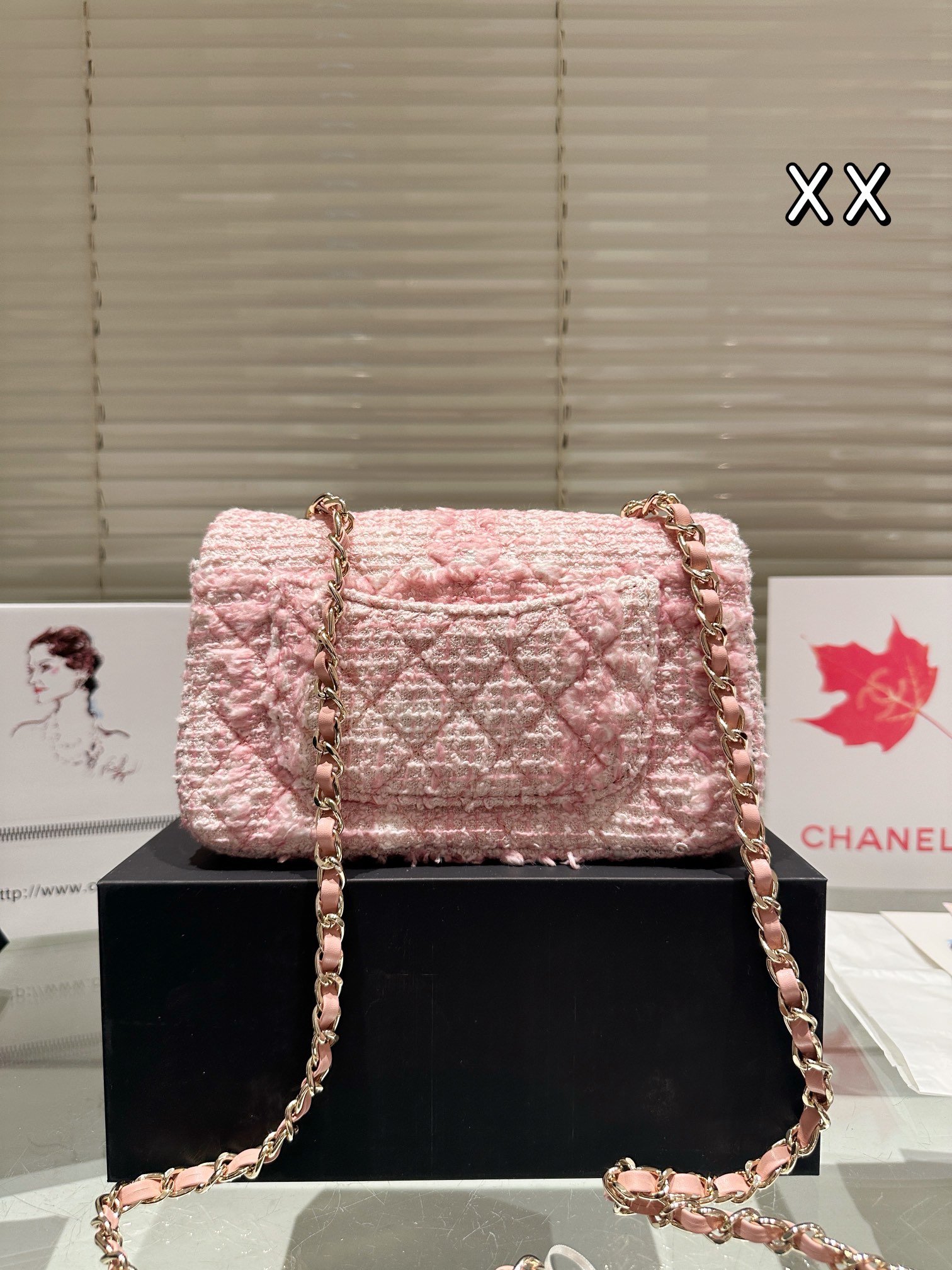 Chanel CF vintage Pink woolen box bag