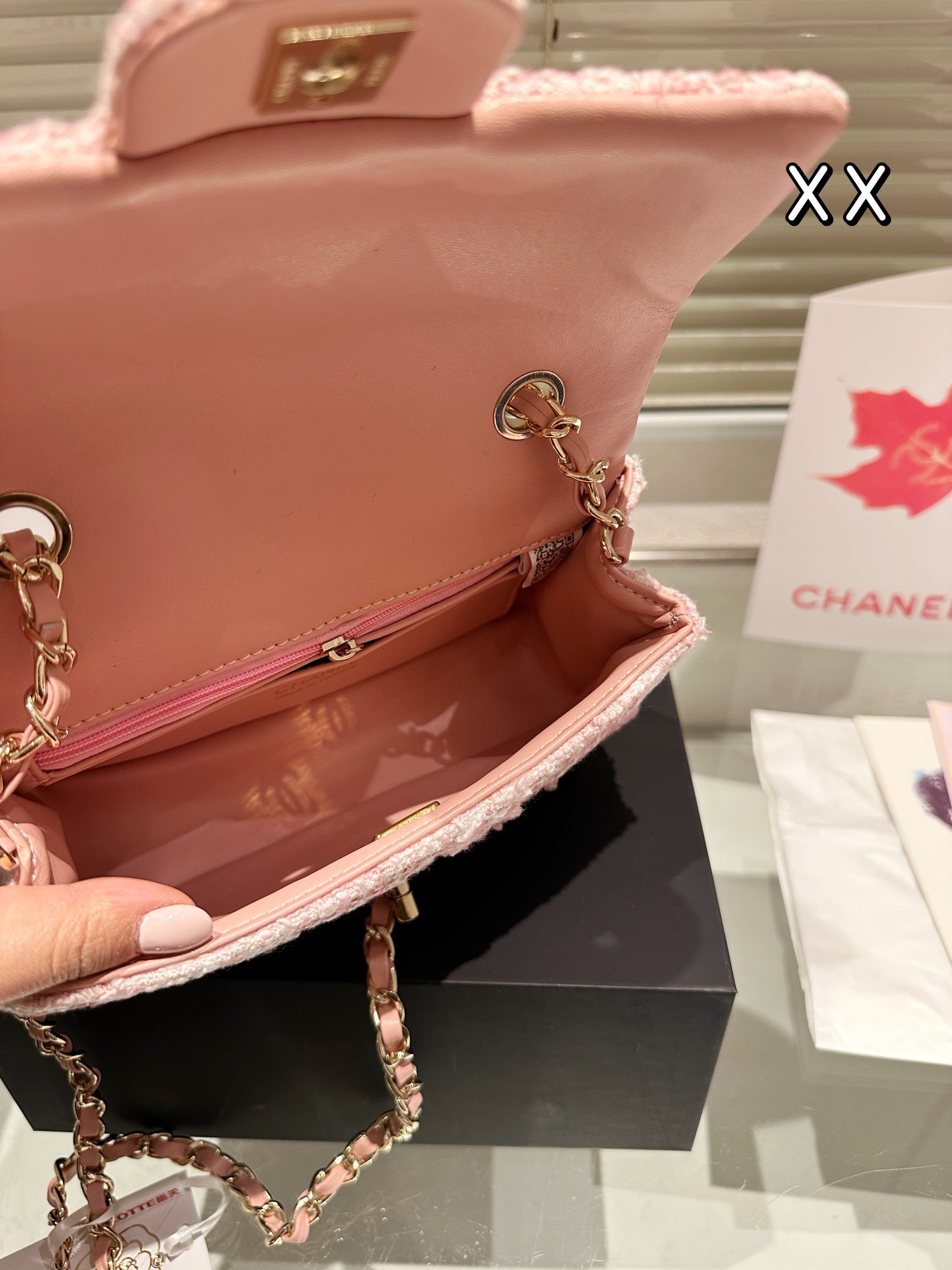 Chanel CF vintage Pink woolen box bag