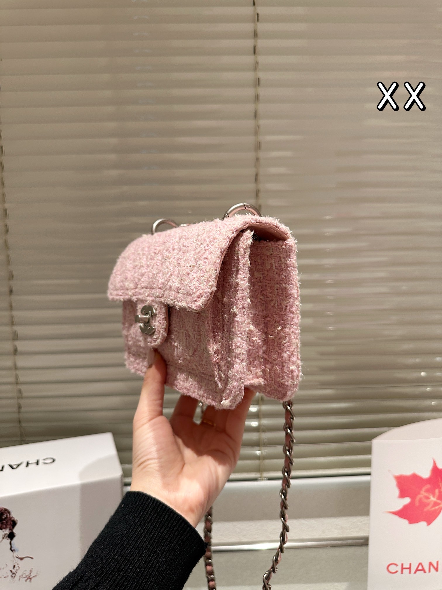 Chanel CF vintage Pink woolen box bag