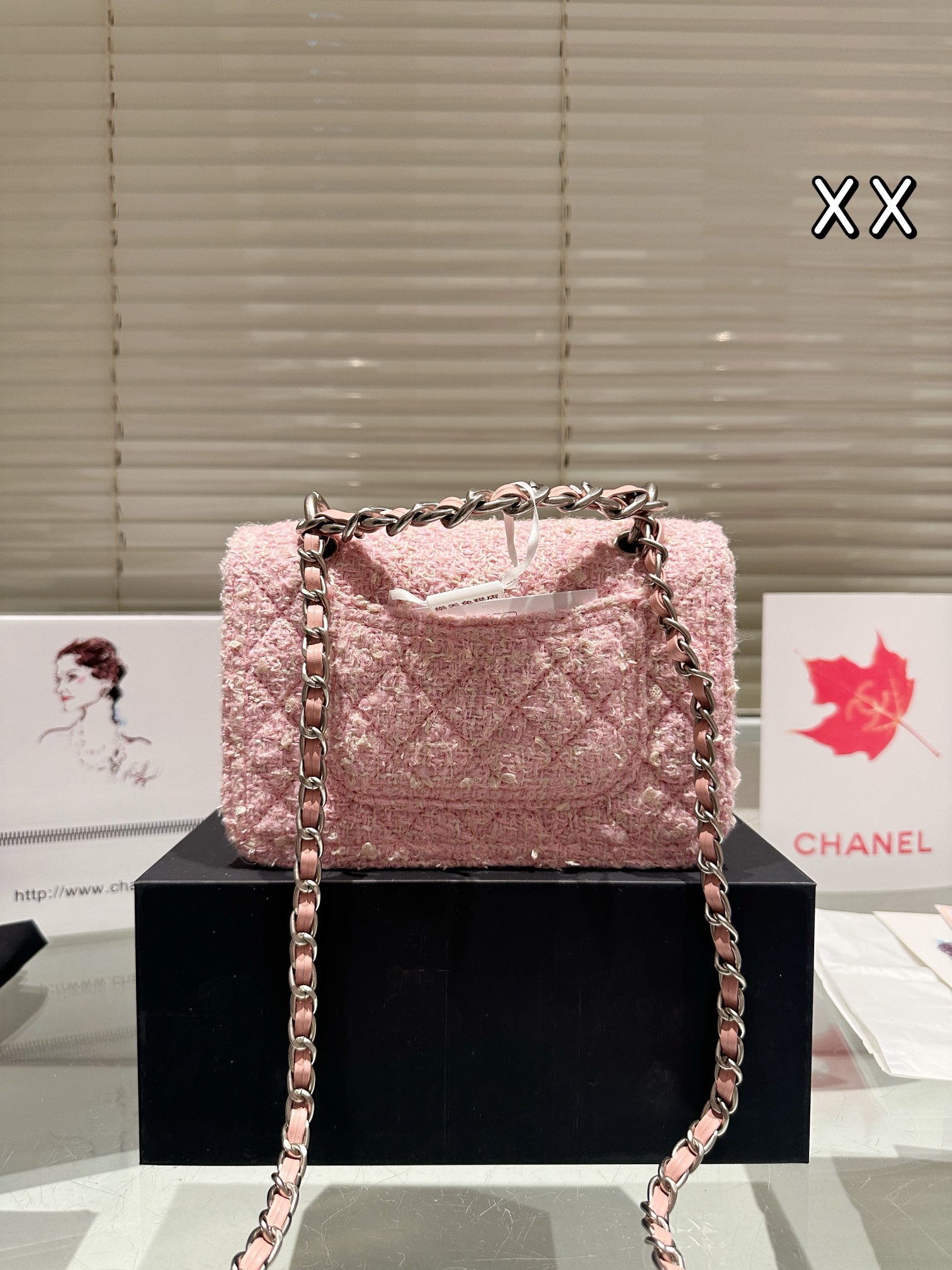 Chanel CF vintage Pink woolen box bag