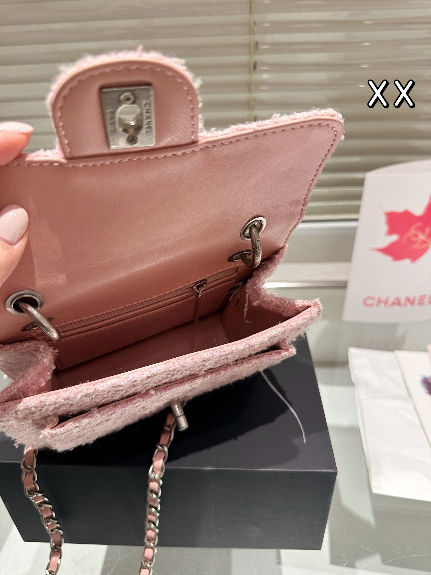 Chanel CF vintage Pink woolen box bag